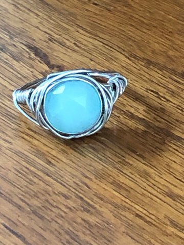 Aqua Stone wire wrapped ring