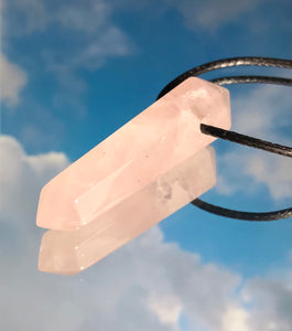 Rose Quartz Aura DT Points Pendant