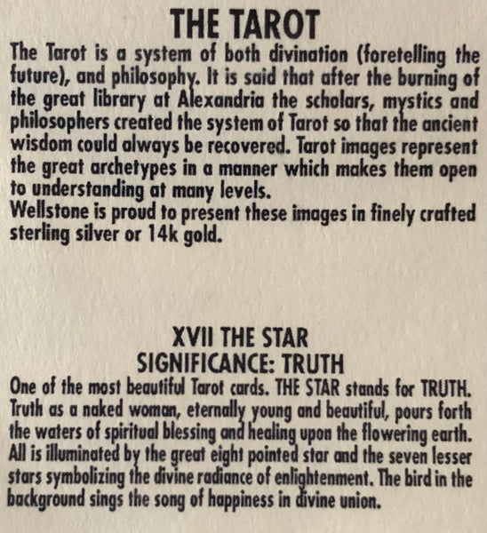 Star Tarot Card Pendant - Sterling Silver