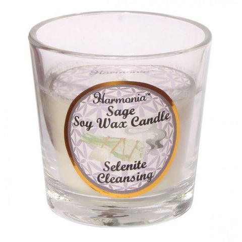 Selenite Cleansing Soy Candle - Sage